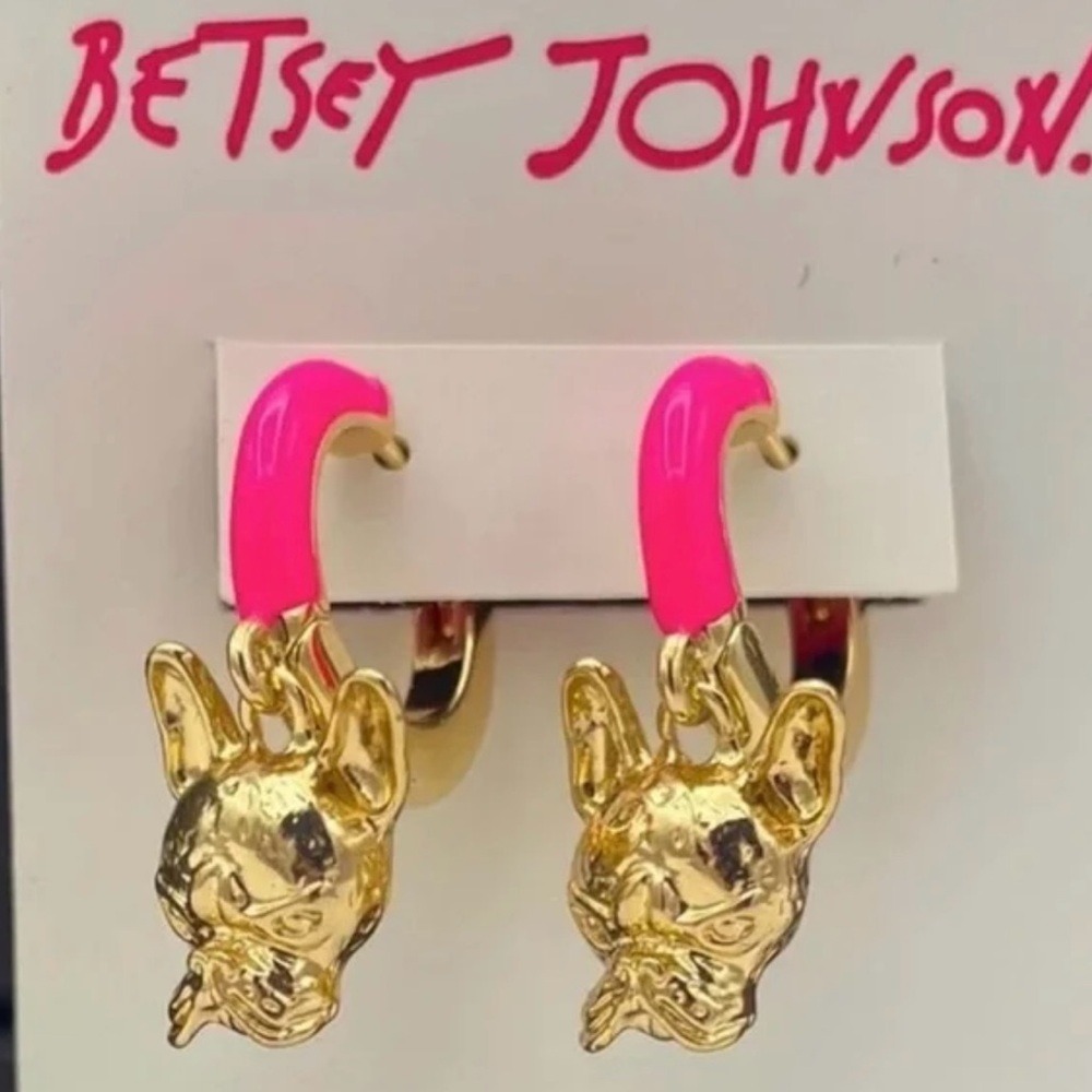 Betsey Johnson Frenchie Huggie Earrings